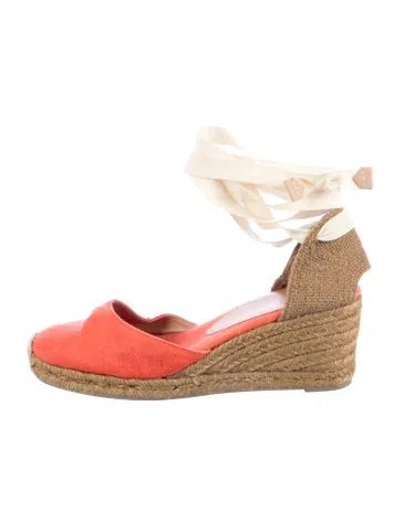 Pre-owned Castaã±er Canvas Pumps In Orange