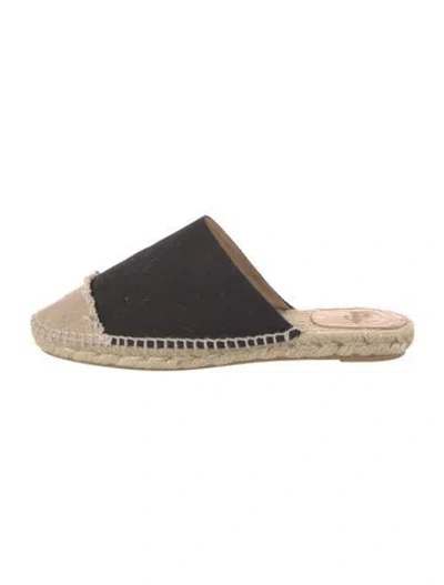 Pre-owned Castaã±er Canvas Raw-edge Trim Espadrilles In Black