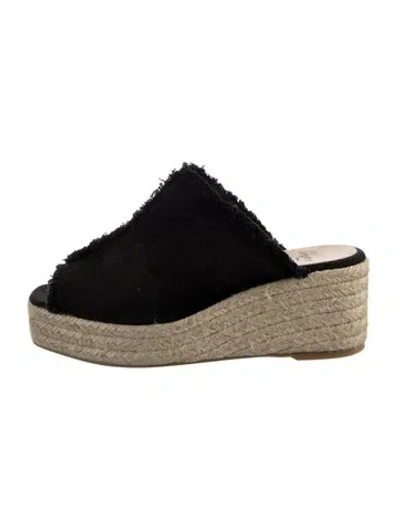 Pre-owned Castaã±er Canvas Raw-edge Trim Espadrilles In Black