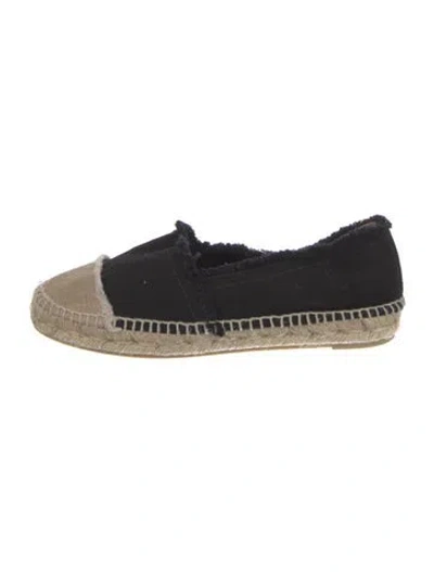 Pre-owned Castaã±er Canvas Raw-edge Trim Espadrilles In Black
