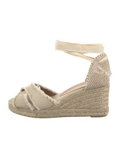 Pre-owned Castaã±er Canvas Raw-edge Trim Espadrilles In Multi