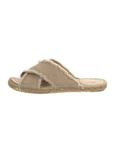 Pre-owned Castaã±er Canvas Raw-edge Trim Espadrilles In Neutral