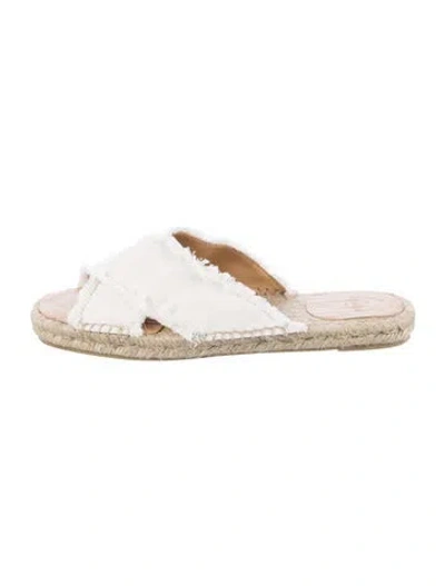 Pre-owned Castaã±er Canvas Raw-edge Trim Espadrilles In Neutral