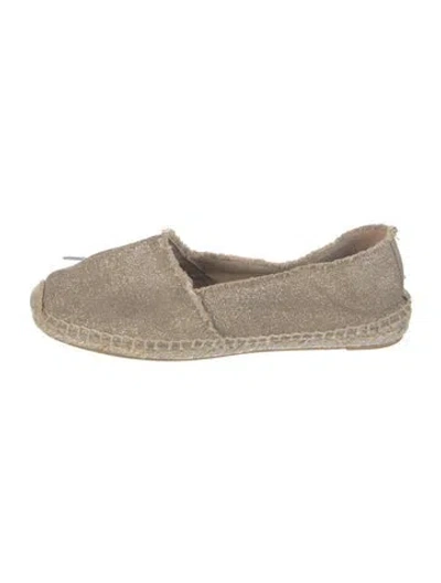 Pre-owned Castaã±er Canvas Raw-edge Trim Espadrilles In Neutral