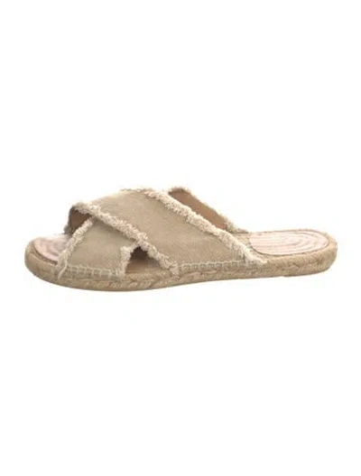Pre-owned Castaã±er Canvas Raw-edge Trim Espadrilles In Neutrals