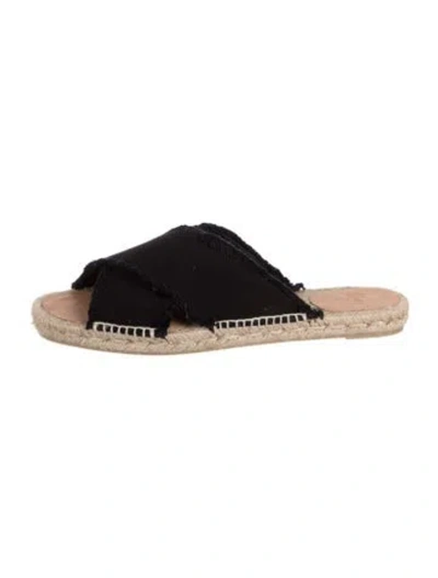 Pre-owned Castaã±er Canvas Raw-edge Trim Espadrilles W/ Tags In Black