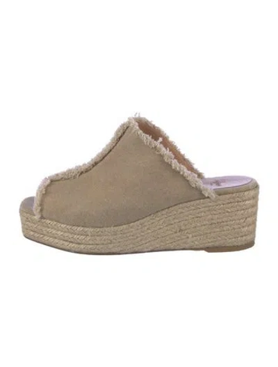 Pre-owned Castaã±er Canvas Raw-edge Trim Mules In Neutral
