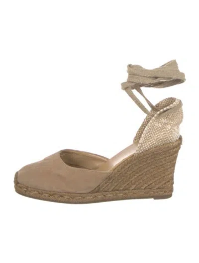 Pre-owned Castaã±er Canvas Slingback Flats In Neutral