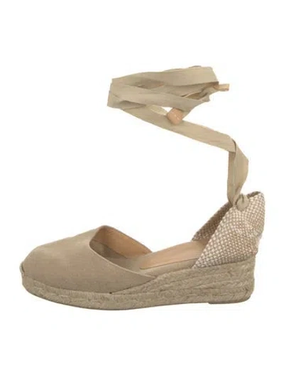 Pre-owned Castaã±er Canvas Slingback Pumps In Brown