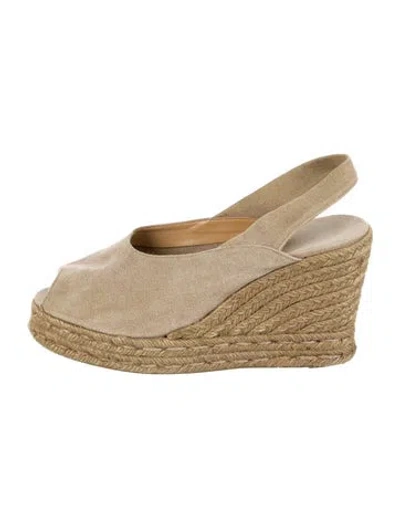 Pre-owned Castaã±er Canvas Slingback Pumps In Neutral