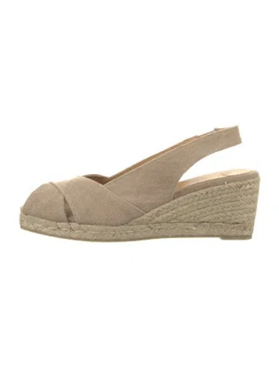 Pre-owned Castaã±er Canvas Slingback Pumps W/ Tags In Neutral