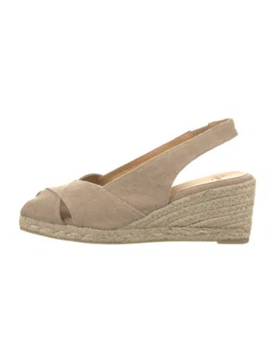 Pre-owned Castaã±er Canvas Slingback Pumps W/ Tags In Neutral