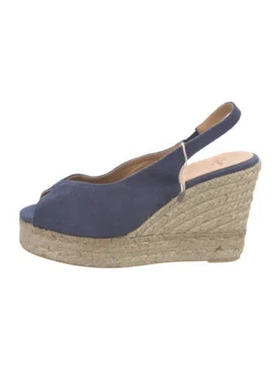 Pre-owned Castaã±er Canvas Slingback Sandals