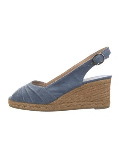 Pre-owned Castaã±er Canvas Slingback Sandals In Blue