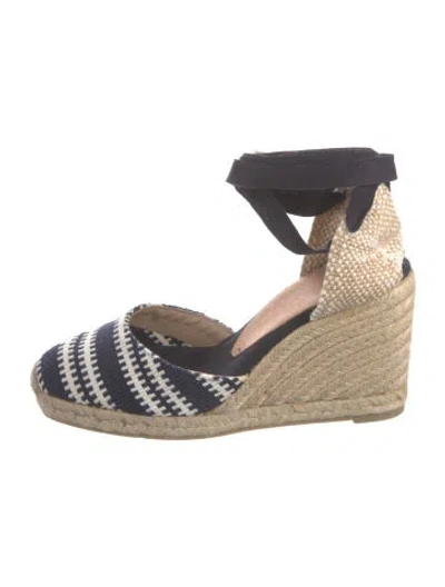 Pre-owned Castaã±er Canvas Striped D'orsay Pumps