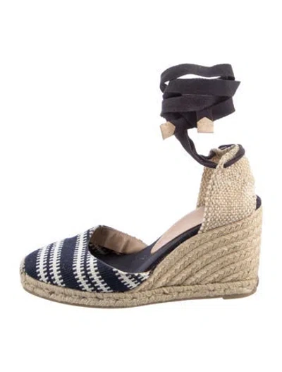 Pre-owned Castaã±er Canvas Striped Espadrilles In Blue