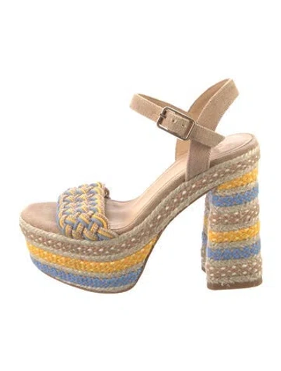Pre-owned Castaã±er Canvas Striped Espadrilles In Neutral