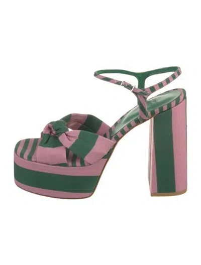 Pre-owned Castaã±er Canvas Striped Sandals W/ Tags In Green