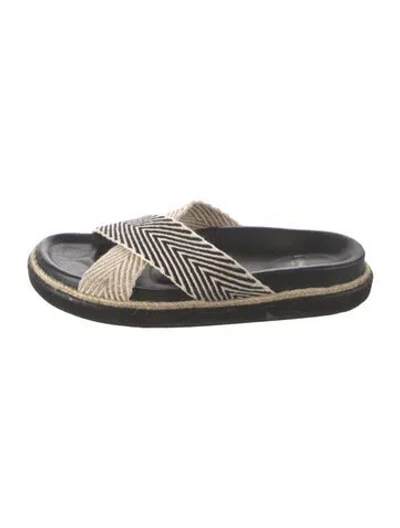 Pre-owned Castaã±er Canvas Striped Slides In Black/neutrals