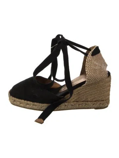 Pre-owned Castaã±er Canvas T-strap Pumps In Black