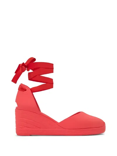 Castaã±er Careen Pebbled Espadrilles In Red