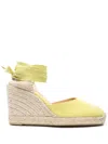 Castañer Carina Yellow Wedge Espadrilles In Yellow Fabric