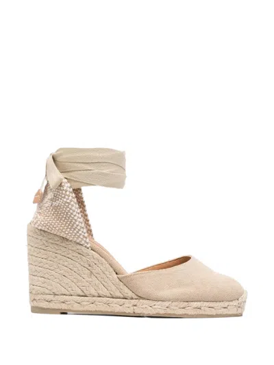 Castaã±er Carina Lace-up Wedge-heel Espadrilles In Neutral