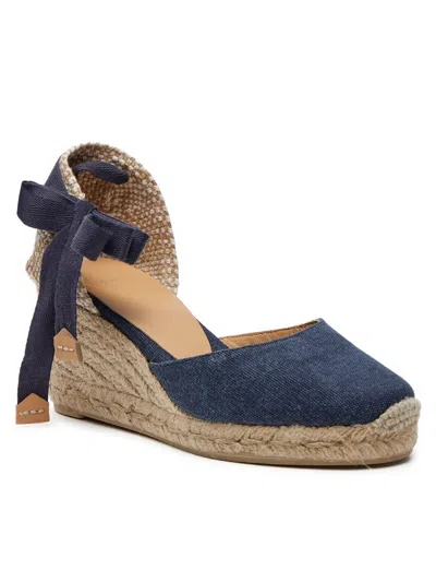 Castaã±er Carina Sandals Women Blue Ankle Strap Wedge Heel Espadrille Gal2071