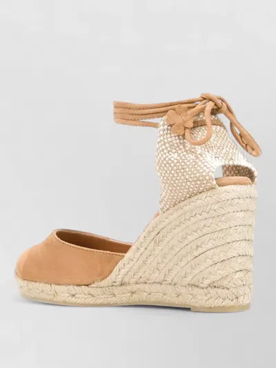 Castaã±er Carina Suede Espadrille Wedge Closed Toe In Neutral