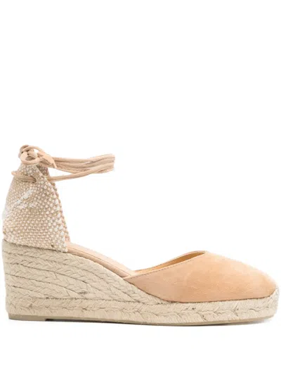 Castaã±er Carina Tie Ankle Espadrilles In Neutral