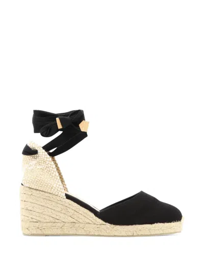 Castaã±er Castaner Carina Cotton Wedge Sandal In Black