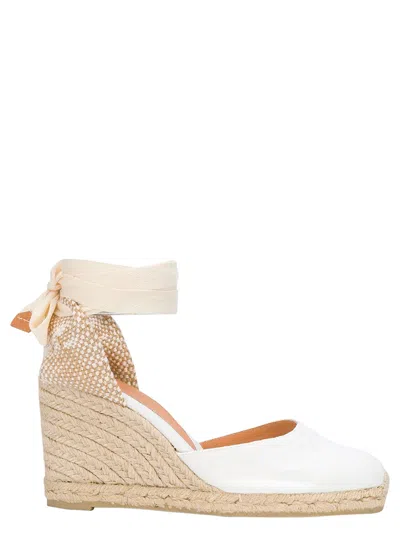 Castaã±er Carina White And Beige Canvas Closed-toe Espadrilles Woman In Multi