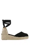 Castaã±er Black Canvas Carina Wedges In Black