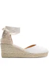 Castaã±er Castaner Lurex Carina Wedge Espadrilles In White