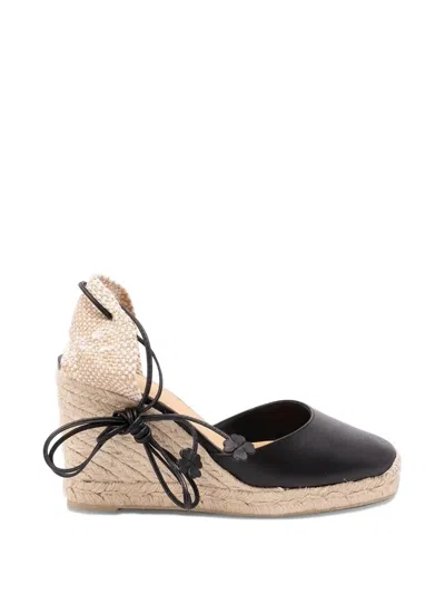 Castaã±er Lace-up Wedge Espadrilles In Black