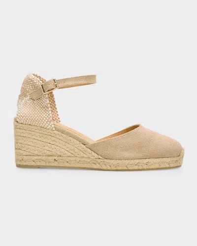 Castaã±er Carol Canvas Ankle-strap Wedge Espadrilles In Brown