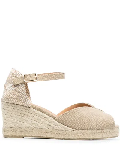 Castaã±er Carol Canvas Wedge Espadrilles In Neutral
