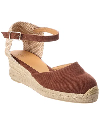 Castaã±er Carol Canvas Wedge Sandal In Brown
