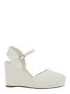 Castaã±er 'carolyn' White Wedges With Strap In Metallic Raffia Woman