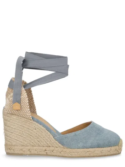 Castañer Azure Cotton Leather Heel In Blue