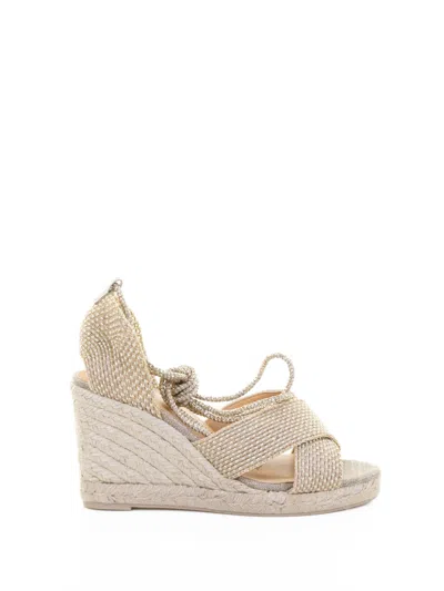 Castaã±er Castañer Becca Sandal In Jute And Rayon With Ribbon Closure