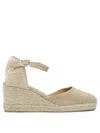 Castaã±er Bianca Raffia Wedge Espadrilles In Brown