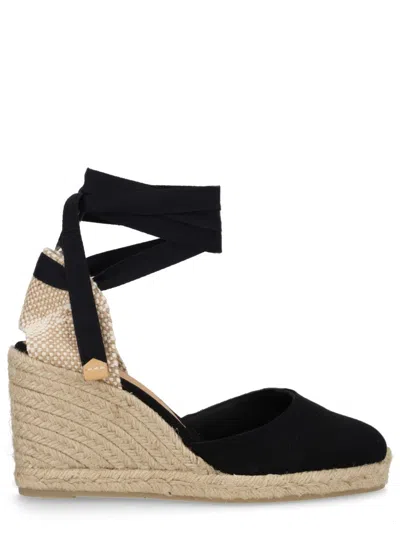 Castaã±er Castañer Black Cotton Leather Heel