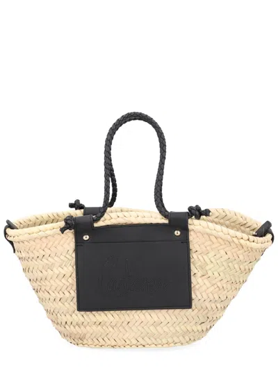 Castañer Black Palm Leaf Shoulder Bag In Nude