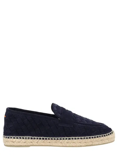 Castañer Blue Bovine Leather Flats In Black