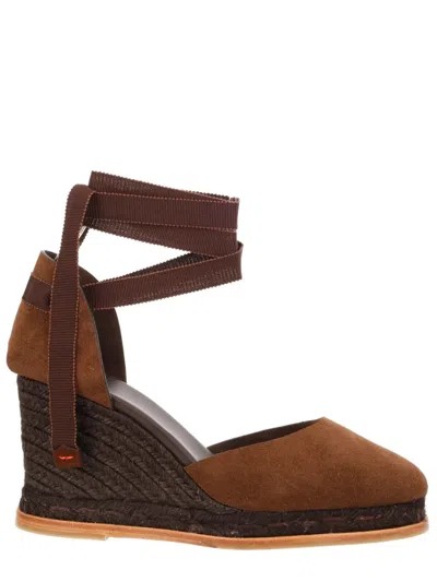 Castañer Brown Bovine Leather Heels In Multi