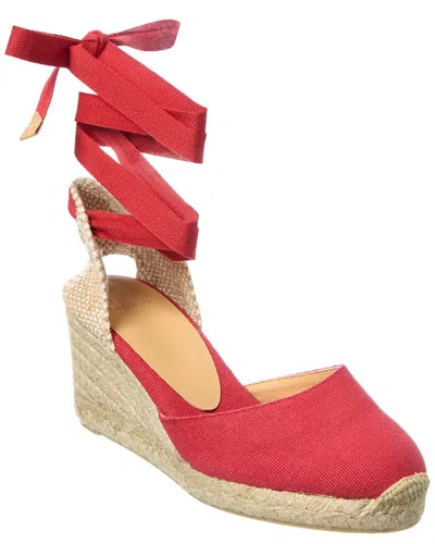 Castaã±er Castañer Carina Canvas Wedge Sandal In Red