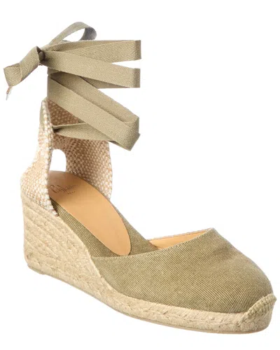 Castaã±er Castañer Carina Canvas Wedge Sandal In Green