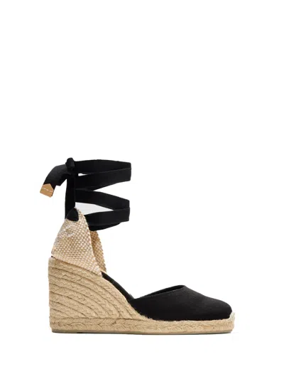 Castaã±er Castañer Carina Espadrille In Organic Black Cotton In Gray
