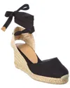 Castañer Carina Beige And Black Espadrille Wedge In Cotton And Rafia Woman In Black